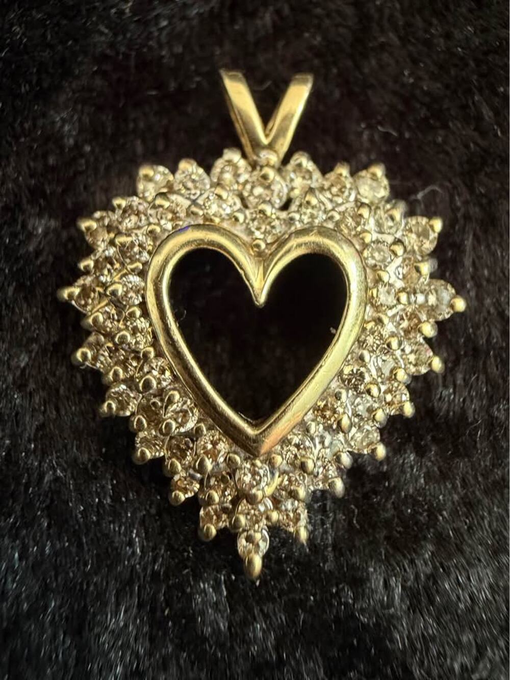 10K Yellow Gold Genuine Diamond Heart Pendant – 4.1g – Estate Fine Jewelry